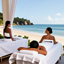 Caribbean Holidays, September Spa Breaks, Couple enjoying a quiet spa treatment and sea view on Nevis in September