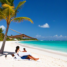 Caribbean Holidays, September Spa Breaks, Couple relaxing on a quiet white-sand beach in St John, with turquoise water, palm trees and a massage table under shade