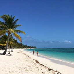 Caribbean Holidays, September Spa Breaks, Grace Bay Beach in September with calm turquoise water, bright white sand, a few palm trees and a couple walking quietly along the shoreline