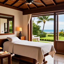 Caribbean Holidays, September Spa Breaks, Luxury Caribbean spa treatment room with natural wood, candles and tropical garden views