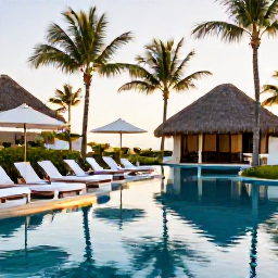 Caribbean Holidays, September Spa Breaks, Relaxing spa treatment beside a tropical pool at a luxury Cura&ccedil;ao resort, with palms and warm Caribbean light