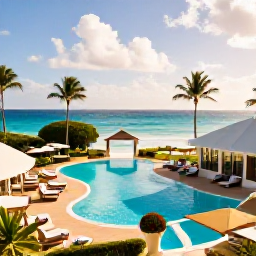 Caribbean Holidays, September Spa Breaks, Tropical beach and resort pool on Saint Kitts and Nevis under warm September sunshine