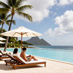 Caribbean Holidays, September St Lucia, An elegant adults-only Saint Lucia resort with an infinity pool, sun loungers, palm trees and a couple enjoying a quiet afternoon
