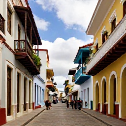Caribbean Holidays, September Tours, Colourful historic street in Santo Domingo, Dominican Republic, with colonial buildings, balconies, caf&eacute;s and visitors exploring in September