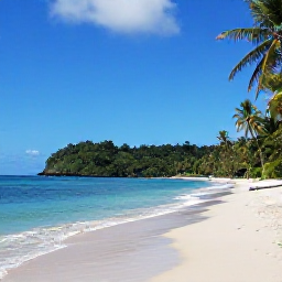 Caribbean Holidays, September Trinidad, Quiet tropical beach in Tobago in September, with turquoise water, palm trees and a forested headland