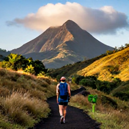 Caribbean Holidays, September Walking, A scenic walking trail through lush tropical hills in Martinique during September, with volcanic peaks and warm Caribbean light