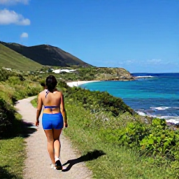 Caribbean Holidays, September Walking Holidays, A scenic coastal walking trail on Saint Martin in September, with turquoise sea, green hills and a relaxed Caribbean atmosphere