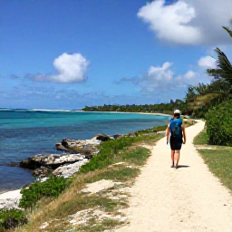 Caribbean Holidays, September Walking Holidays, A walker following a quiet coastal trail beside turquoise water on Providenciales, Turks and Caicos Islands, in September