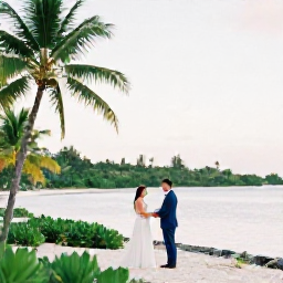 Caribbean Holidays, September Weddings, Bride and groom exchanging vows beside a calm Caribbean beach in Saint Kitts, with tropical greenery and soft September light