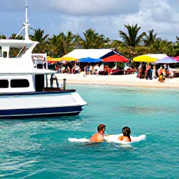 Caribbean Holidays, September Weddings, Couple snorkelling in clear Bahamian water, enjoying a boat trip and exploring a colourful island market after their wedding