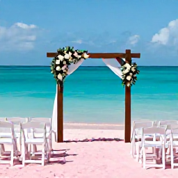 Caribbean Holidays, September Weddings, Elegant outdoor wedding ceremony overlooking turquoise water and pink sand at a Bermuda resort