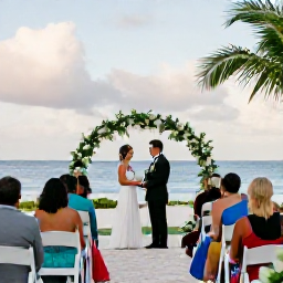 Caribbean Holidays, September Weddings, Happy wedding couple with guests enjoying a relaxed reception at a Saint Lucia beachfront resort