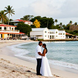 Caribbean Holidays, September Weddings, Newly married couple exploring a Haitian beach and historic streets after their September wedding, with local scenery and relaxed holiday atmosphere