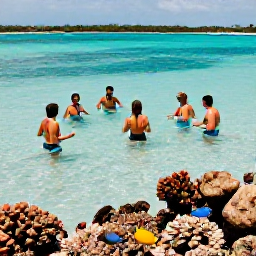 Caribbean Holidays, September Weddings, Wedding guests snorkelling in clear Caribbean water near Grand Cayman, with colourful reef fish and a sunny tropical coastline