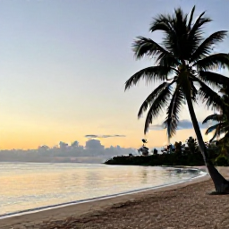 Caribbean Holidays, September Wellness, A peaceful tropical beach in Trinidad and Tobago at sunrise, with calm water, palm trees and a quiet atmosphere