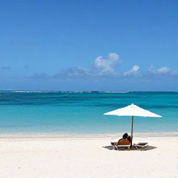 Caribbean Holidays, September Wellness, Peaceful white-sand beach in Providenciales, Turks and Caicos Islands, with calm turquoise water and a person relaxing under a simple beach umbrella