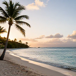 Caribbean Holidays, September Wellness, Quiet Caribbean beach on Saint Kitts at sunrise, calm turquoise water, palm trees and a peaceful wellness holiday atmosphere