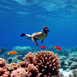 Caribbean Holidays, September Wellness, Snorkeller observing colourful fish above a shallow coral reef in the clear waters of Turks and Caicos Islands