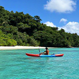 Caribbean Holidays, Solo Adventure Holidays, Solo traveller kayaking through clear turquoise Caribbean water beside a lush green island coast