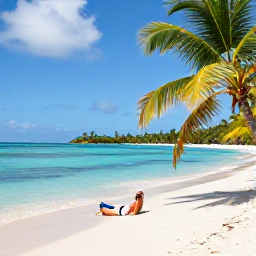Caribbean Holidays, Solo Antigua November, Solo traveller relaxing on a quiet Antigua beach in November, turquoise sea, pale sand and gently swaying palms