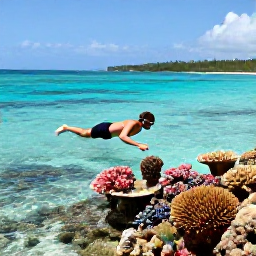 Caribbean Holidays, Solo Bahamas Holidays, Solo snorkeller viewing colourful coral and tropical fish in clear shallow water near a Bahamian island