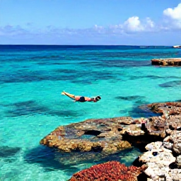 Caribbean Holidays, Solo Cura&ccedil;ao June, Solo snorkeller exploring clear turquoise water above a colourful coral reef at a Cura&ccedil;ao beach in June