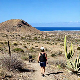 Caribbean Holidays, Solo Cura&ccedil;ao June, Solo traveller hiking through Cura&ccedil;ao's dry landscape with cacti, rocky hills and views towards the Caribbean Sea