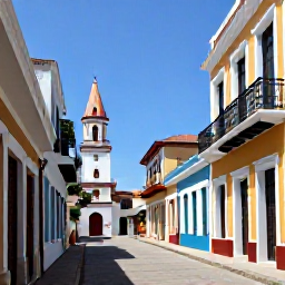 Caribbean Holidays, Solo Dominican Holidays, Solo holidaymaker exploring the colourful Zona Colonial in Santo Domingo, Dominican Republic, with historic buildings and a sunny street