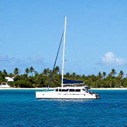 Caribbean Holidays, Solo Dominican Holidays, Solo traveller enjoying a small-group catamaran excursion near the Dominican Republic coastline, bright blue water and tropical scenery
