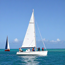 Caribbean Holidays, Solo Holidays, A friendly small group of travellers sailing between tropical islands near Turks and Caicos under a clear blue sky