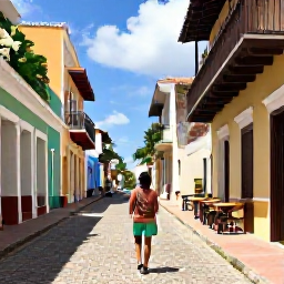 Caribbean Holidays, Solo Holidays, A friendly solo traveller walking through the colourful streets of Santo Domingo, Dominican Republic, viewing colonial architecture and local caf&eacute;s