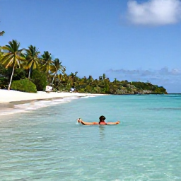 Caribbean Holidays, Solo Holidays, A single traveller enjoying a calm sea swim from a secluded Antigua beach surrounded by palms and clear water