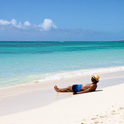 Caribbean Holidays, Solo Holidays, A solo traveller relaxing on a quiet white-sand beach beside clear turquoise water in Providenciales, Turks and Caicos Islands