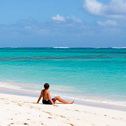 Caribbean Holidays, Solo Holidays, A solo traveller relaxing on a quiet white-sand beach in Punta Cana, Dominican Republic, with turquoise Caribbean water and gentle November sunshine