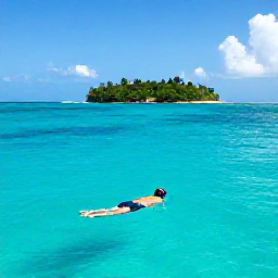 Caribbean Holidays, Solo Holidays, A solo traveller snorkelling in clear Caribbean water near a small tropical island off Saint Martin