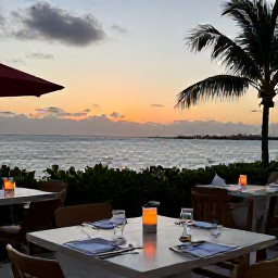 Caribbean Holidays, Solo Holidays Bahamas, Relaxed solo traveller dining at an outdoor waterfront restaurant in The Bahamas at sunset