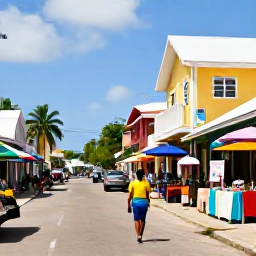 Caribbean Holidays, Solo Holidays Barbados, Friendly solo visitor walking through Bridgetown, Barbados, with colourful buildings, local shops and a lively street scene