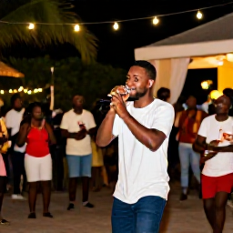 Caribbean Holidays, Solo Holidays Dominican Republic, Solo traveller enjoying Dominican Republic culture at an outdoor evening gathering, local music, dancing and warm friendly atmosphere