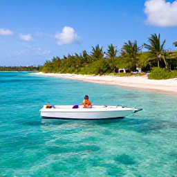 Caribbean Holidays, Solo Holidays February, Solo traveller enjoying a boat trip on clear turquoise water near Punta Cana, Dominican Republic, with white sand beach and tropical coastline