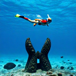 Caribbean Holidays, Solo Holidays Grenada, Traveller snorkelling above the Underwater Sculpture Park near Grenada, clear water, colourful fish and submerged sculptures