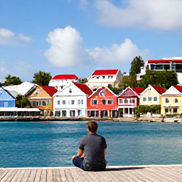 Caribbean Holidays, Solo Holidays, Historic Charlotte Amalie waterfront in Saint Thomas with colourful buildings, harbour views and a solo traveller exploring