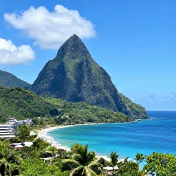 Caribbean Holidays, Solo Holidays June, A panoramic view of the Pitons and lush Saint Lucia coastline under bright June sunshine
