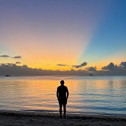Caribbean Holidays, Solo Holidays March, A solo traveller watching a vivid Caribbean sunset from a quiet beach in the Turks and Caicos Islands, with calm water and a softly lit horizon