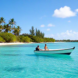 Caribbean Holidays, Solo Holidays November, Solo visitor enjoying a Caribbean island excursion, small boat near clear water, green coastline and sunny November weather