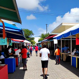 Caribbean Holidays, Solo Holidays, Solo holidaymaker exploring a colourful Caribbean market street with local stalls, music and friendly people