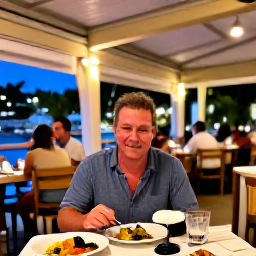 Caribbean Holidays, Solo Holidays, Solo traveller dining at a relaxed open-air restaurant in Grand Case, Saint Martin, Caribbean evening atmosphere