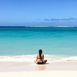 Caribbean Holidays, Solo Holidays, Solo traveller relaxing on Orient Bay beach in November, clear Caribbean water, soft sand and gentle waves