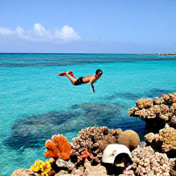Caribbean Holidays, Solo Holidays, Solo traveller snorkelling in clear turquoise water above a colourful coral reef near Cura&ccedil;ao