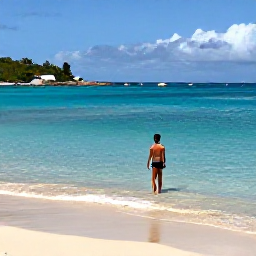 Caribbean Holidays, Solo Holidays, Solo traveller swimming and snorkelling in clear blue water at a quiet Caribbean beach on Saint Martin