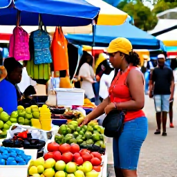 Caribbean Holidays, Solo Holidays, Solo visitor exploring a vibrant market in Kingstown, Saint Vincent, colourful produce, local crafts and Caribbean street life